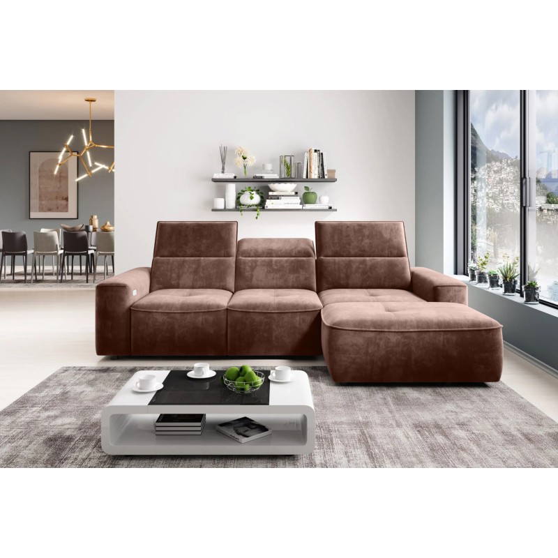 COLOMBO Mini Right-Hand Corner Sofa with Electric Sleep Function and PALLADIUM 08 Copper Storage Compartment WERSAL COLOMBO Mini Right-Hand Corner Sofa with Electric Sleep Function and PALLADIUM 08 Copper Storage Compartment WERSAL