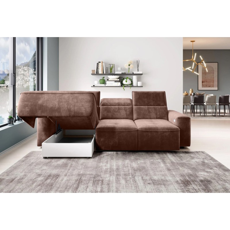 COLOMBO Mini Right-Hand Corner Sofa with Electric Sleep Function and PALLADIUM 08 Copper Storage Compartment WERSAL COLOMBO Mini Right-Hand Corner Sofa with Electric Sleep Function and PALLADIUM 08 Copper Storage Compartment WERSAL
