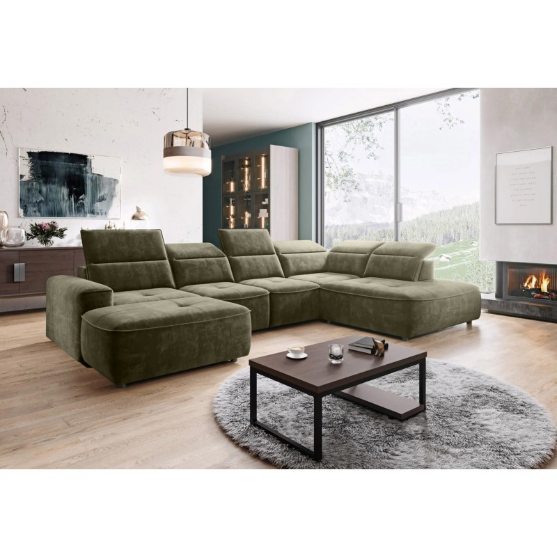 COLOMBO Mini Right-Hand Corner Sofa with Electric Sleep Function and PALLADIUM 10 Green Storage Compartment WERSAL COLOMBO Mini Right-Hand Corner Sofa with Electric Sleep Function and PALLADIUM 10 Green Storage Compartment WERSAL
