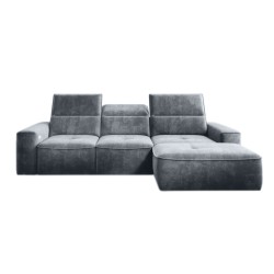 "COLOMBO Mini Right-Handed Corner Sofa with Electric Sleep Function and PALLADIUM 15 Storage in Versailles Grey"