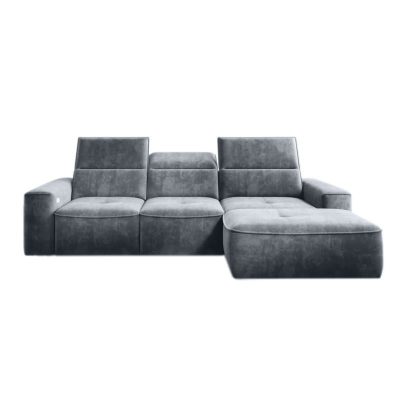 "COLOMBO Mini Right-Handed Corner Sofa with Electric Sleep Function and PALLADIUM 15 Storage in Versailles Grey"