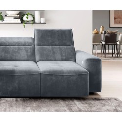 "COLOMBO Mini Right-Handed Corner Sofa with Electric Sleep Function and PALLADIUM 15 Storage in Versailles Grey" "COLOMBO Mini Right-Handed Corner Sofa with Electric Sleep Function and PALLADIUM 15 Storage in Versailles Grey"