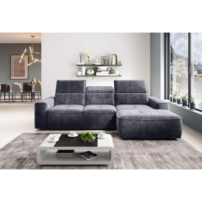 COLOMBO Mini Right-Handed Corner Sofa with Electric Sleep Function and PALLADIUM 16 Dark Grey Storage Compartment WERSAL COLOMBO Mini Right-Handed Corner Sofa with Electric Sleep Function and PALLADIUM 16 Dark Grey Storage Compartment WERSAL
