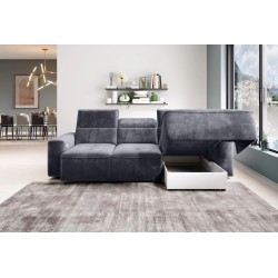 COLOMBO Mini Right-Handed Corner Sofa with Electric Sleep Function and PALLADIUM 16 Dark Grey Storage Compartment WERSAL COLOMBO Mini Right-Handed Corner Sofa with Electric Sleep Function and PALLADIUM 16 Dark Grey Storage Compartment WERSAL