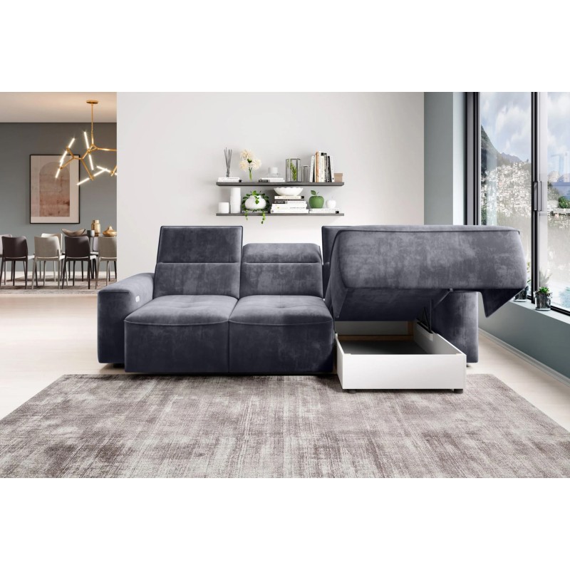 COLOMBO Mini Right-Handed Corner Sofa with Electric Sleep Function and PALLADIUM 16 Dark Grey Storage Compartment WERSAL COLOMBO Mini Right-Handed Corner Sofa with Electric Sleep Function and PALLADIUM 16 Dark Grey Storage Compartment WERSAL