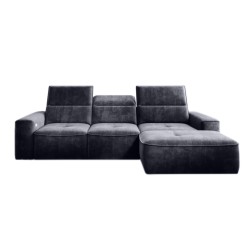 COLOMBO Mini Right-Hand Corner Sofa with Electric Sleep Function and PALLADIUM 19 Anthracite Storage Compartment WERSAL
