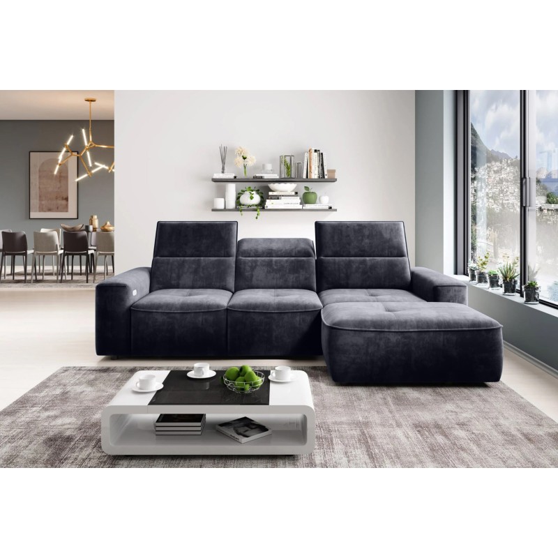 COLOMBO Mini Right-Hand Corner Sofa with Electric Sleep Function and PALLADIUM 19 Anthracite Storage Compartment WERSAL COLOMBO Mini Right-Hand Corner Sofa with Electric Sleep Function and PALLADIUM 19 Anthracite Storage Compartment WERSAL