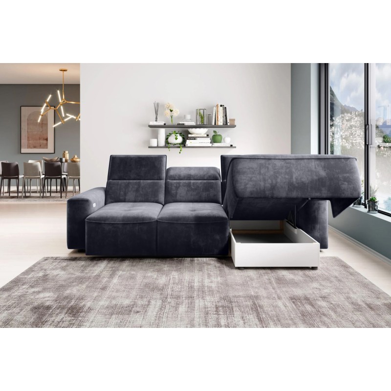 COLOMBO Mini Right-Hand Corner Sofa with Electric Sleep Function and PALLADIUM 19 Anthracite Storage Compartment WERSAL COLOMBO Mini Right-Hand Corner Sofa with Electric Sleep Function and PALLADIUM 19 Anthracite Storage Compartment WERSAL