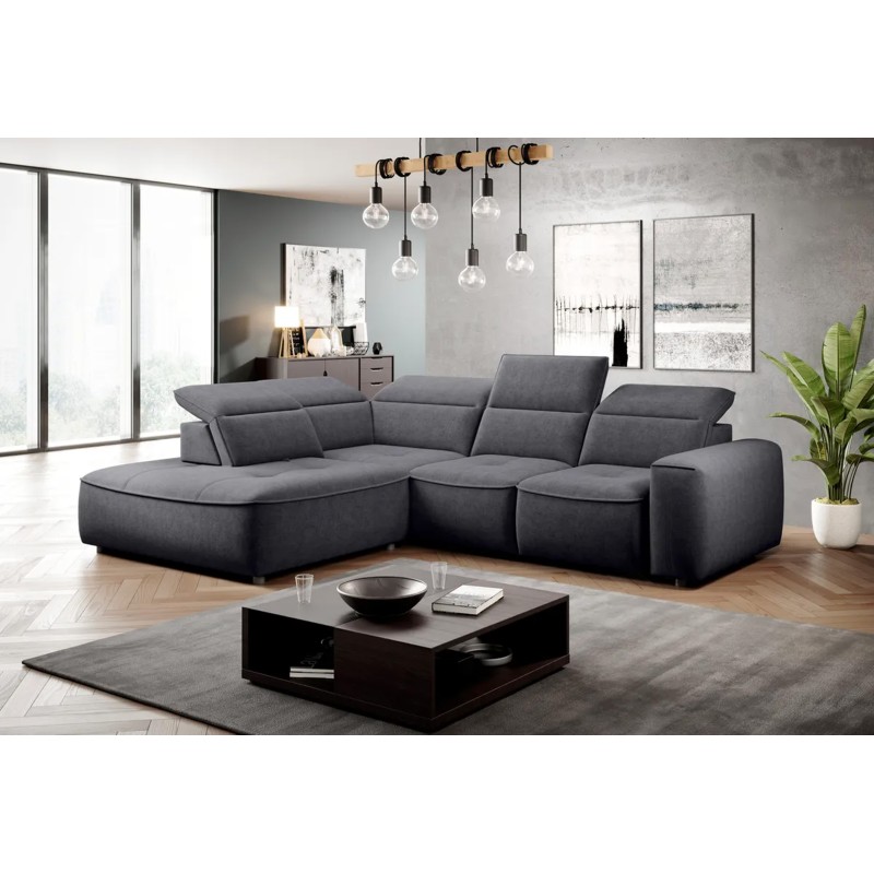 COLOMBO L Left-Handed Corner Sofa with Electric Sleep Function and Storage - ELEMENT 01 Graphite WERSAL COLOMBO L Left-Handed Corner Sofa with Electric Sleep Function and Storage - ELEMENT 01 Graphite WERSAL