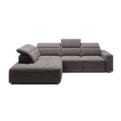 COLOMBO L Left-Handed Corner Sofa with Electric Sleep Function, Storage Compartment, ELEMENT 04 Ash Gray Version