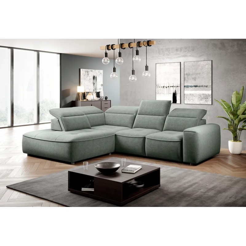 COLOMBO L Left-Handed Corner Sofa with Electric Sleep Function and Storage - ELEMENT 11 Green VERSAL COLOMBO L Left-Handed Corner Sofa with Electric Sleep Function and Storage - ELEMENT 11 Green VERSAL