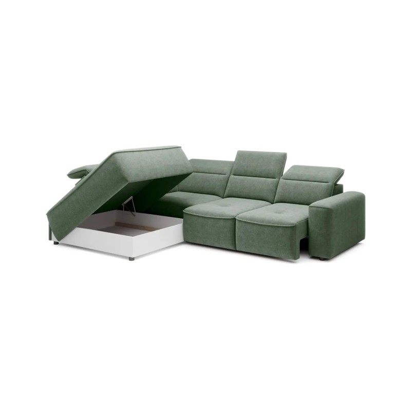 COLOMBO L Left-Handed Corner Sofa with Electric Sleep Function and Storage - ELEMENT 11 Green VERSAL COLOMBO L Left-Handed Corner Sofa with Electric Sleep Function and Storage - ELEMENT 11 Green VERSAL