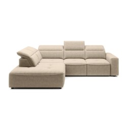 COLOMBO L Left-Handed Corner Sofa with Electric Sleeper Function and ELEMENT 17 Beige Storage Compartment by WERSAL