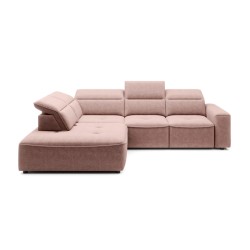 COLOMBO Left-Handed Corner Sofa with Electric Sleep Function and Storage, ELEMENT 18 in Pink by WERSAL