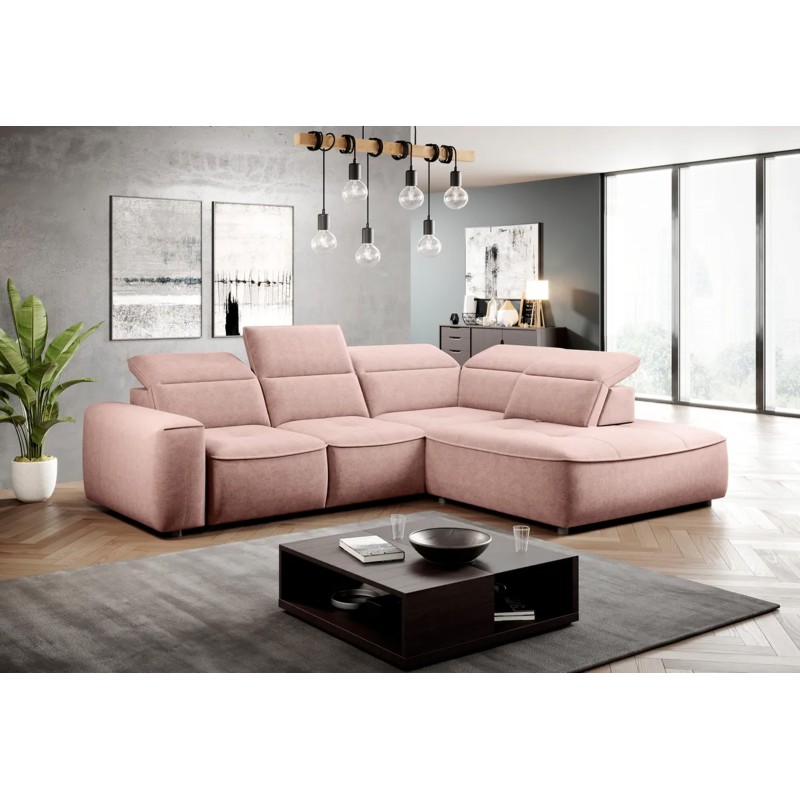 COLOMBO L Right-Hand Corner Sofa with Electric Sleep Function and ELEMENT 18 Storage in Versailles Pink COLOMBO L Right-Hand Corner Sofa with Electric Sleep Function and ELEMENT 18 Storage in Versailles Pink