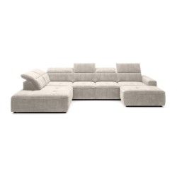 COLOMBO XL Left-Handed Corner Sofa with Electric Sleep Function and PALLADIUM 02 Beige Storage Compartment WERSAL