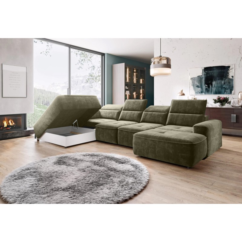 Premium COLOMBO XL Corner Sofa with Electric Sleep Function and PALLADIUM 10 Green Storage Compartment WERSAL Premium COLOMBO XL Corner Sofa with Electric Sleep Function and PALLADIUM 10 Green Storage Compartment WERSAL