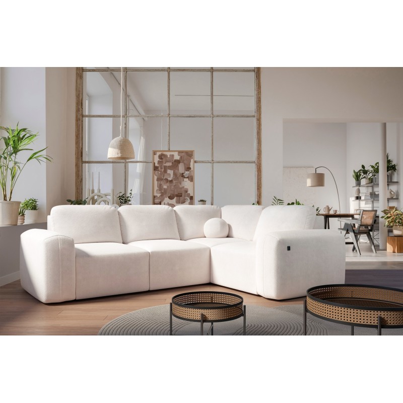 Monaco II Corner Sofa with Sleeping Function in Velvet Fabric, Velo 621 - Elegance and Functionality in One