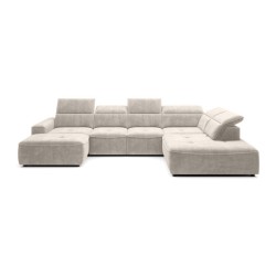 COLOMBO XL Right-Hand Corner Sofa with Electric Sleep Function, PALLADIUM 02 Beige Storage Unit - VERSAILLES Edition