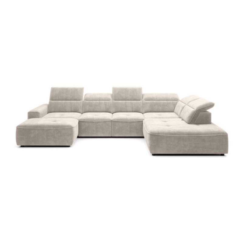 COLOMBO XL Right-Hand Corner Sofa with Electric Sleep Function, PALLADIUM 02 Beige Storage Unit - VERSAILLES Edition