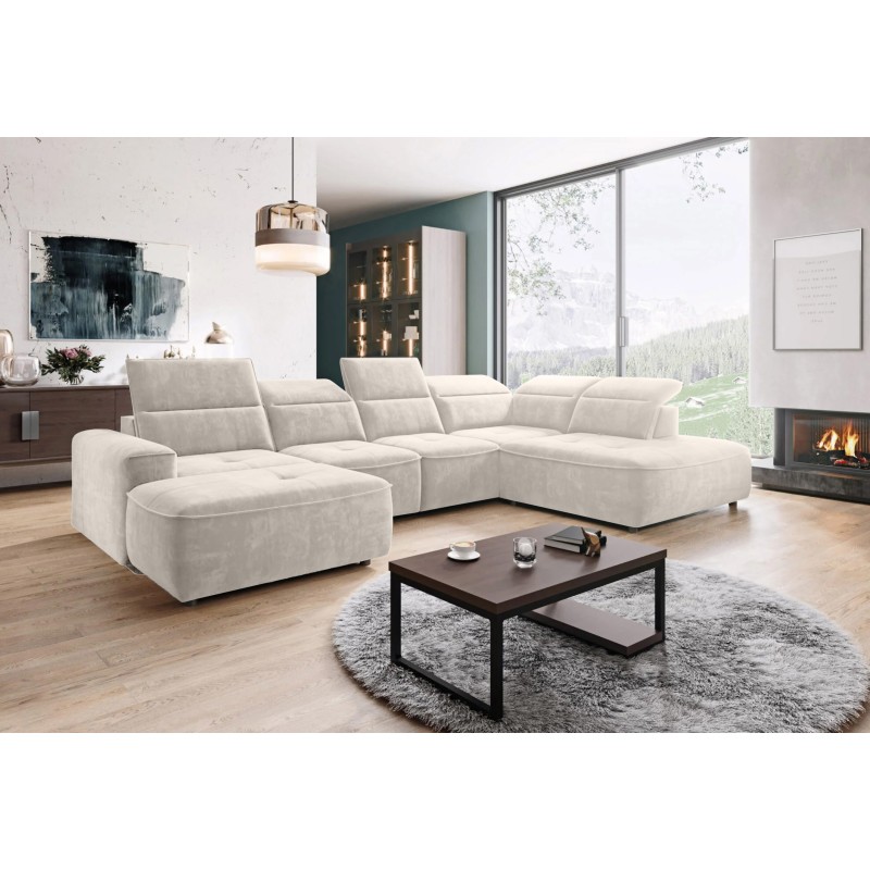 COLOMBO XL Right-Hand Corner Sofa with Electric Sleep Function, PALLADIUM 02 Beige Storage Unit - VERSAILLES Edition COLOMBO XL Right-Hand Corner Sofa with Electric Sleep Function, PALLADIUM 02 Beige Storage Unit - VERSAILLES Edition