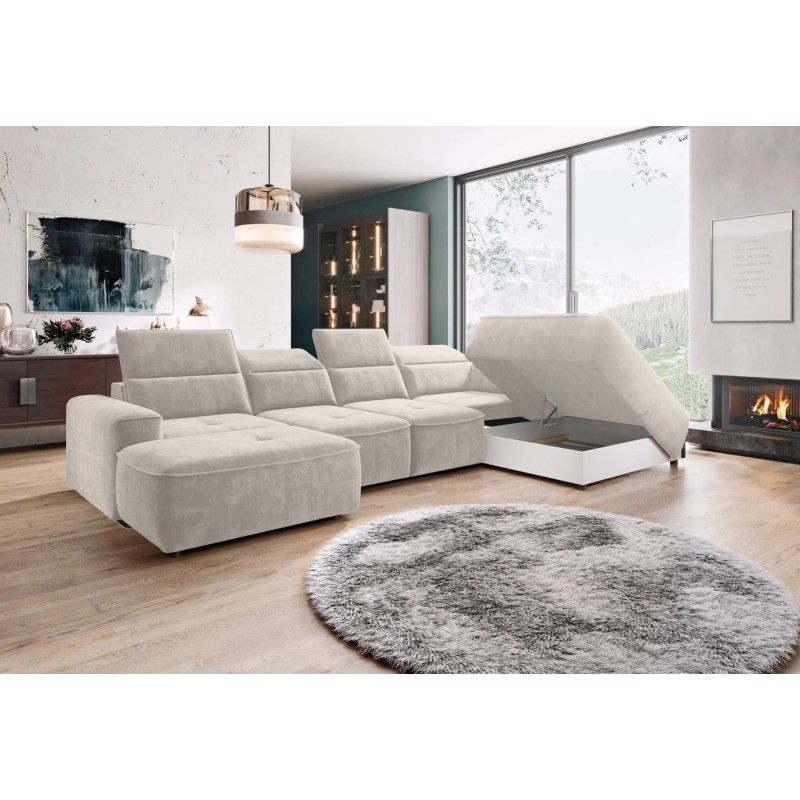 COLOMBO XL Right-Hand Corner Sofa with Electric Sleep Function, PALLADIUM 02 Beige Storage Unit - VERSAILLES Edition COLOMBO XL Right-Hand Corner Sofa with Electric Sleep Function, PALLADIUM 02 Beige Storage Unit - VERSAILLES Edition