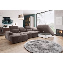 COLOMBO XL Right-hand Corner Sofa with Electric Sleep Function, PALLADIUM 05 Storage Compartment in Bronze - VERSAILLES Edition COLOMBO XL Right-hand Corner Sofa with Electric Sleep Function, PALLADIUM 05 Storage Compartment in Bronze - VERSAILLES Edition