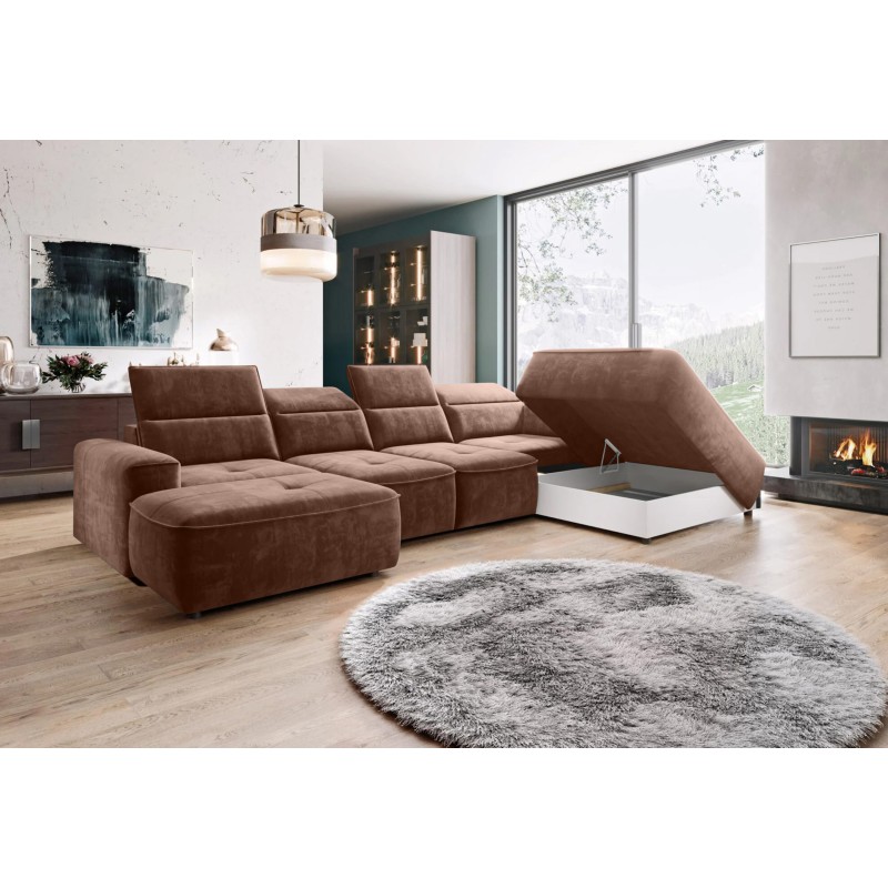 COLOMBO XL Right-Hand Corner Sofa with Electric Sleep Function and PALLADIUM 08 Copper Storage Compartment WERSAL COLOMBO XL Right-Hand Corner Sofa with Electric Sleep Function and PALLADIUM 08 Copper Storage Compartment WERSAL