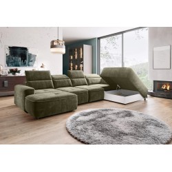 COLOMBO XL Right-Hand Corner Sofa with Electric Sleep Function, PALLADIUM 10 Green Storage Compartment, VERSAILLES Edition COLOMBO XL Right-Hand Corner Sofa with Electric Sleep Function, PALLADIUM 10 Green Storage Compartment, VERSAILLES Edition