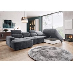 COLOMBO XL Right-Hand Corner Sofa with Electric Sleep Function and PALLADIUM 16 Dark Grey Storage Compartment VERSAILLES COLOMBO XL Right-Hand Corner Sofa with Electric Sleep Function and PALLADIUM 16 Dark Grey Storage Compartment VERSAILLES