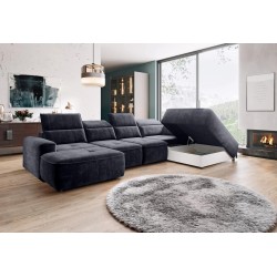 COLOMBO XL Right-Hand Corner Sofa with Electric Sleep Function and PALLADIUM 19 Anthracite Storage Compartment - VERSAILLES Edit COLOMBO XL Right-Hand Corner Sofa with Electric Sleep Function and PALLADIUM 19 Anthracite Storage Compartment - VERSAILLES Edit