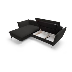 GLOSS Left-Handed Corner Sofa with Sleep Function, Free-Standing Set with Pillows in RIVIERA 16 Cappuccino Fabric GLOSS Left-Handed Corner Sofa with Sleep Function, Free-Standing Set with Pillows in RIVIERA 16 Cappuccino Fabric