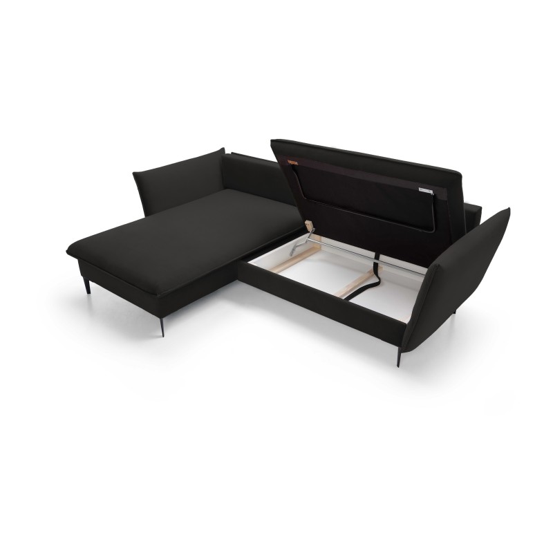 GLOSS Left-Handed Corner Sofa with Sleep Function, Free-Standing Set with Pillows in RIVIERA 16 Cappuccino Fabric GLOSS Left-Handed Corner Sofa with Sleep Function, Free-Standing Set with Pillows in RIVIERA 16 Cappuccino Fabric