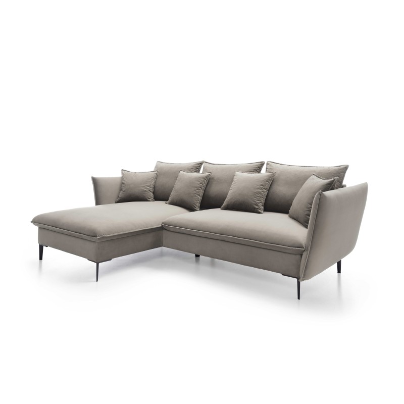 GLOSS Left-Handed Corner Sofa with Sleeper Function, Standalone Set with Pillows in RIVIERA 21 Beige Fabric GLOSS Left-Handed Corner Sofa with Sleeper Function, Standalone Set with Pillows in RIVIERA 21 Beige Fabric