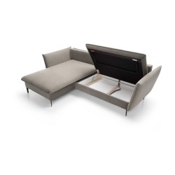GLOSS Left-Handed Corner Sofa with Sleeper Function, Standalone Set with Pillows in RIVIERA 21 Beige Fabric GLOSS Left-Handed Corner Sofa with Sleeper Function, Standalone Set with Pillows in RIVIERA 21 Beige Fabric
