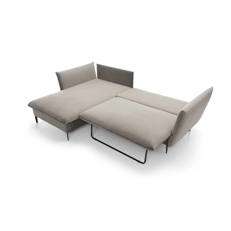 GLOSS Left-Handed Corner Sofa with Sleeper Function, Standalone Set with Pillows in RIVIERA 21 Beige Fabric GLOSS Left-Handed Corner Sofa with Sleeper Function, Standalone Set with Pillows in RIVIERA 21 Beige Fabric