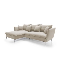 GLOSS Left-Handed Corner Sofa with Sleep Function, Free-Standing Set with Pillows in RIVIERA 38 Green Fabric GLOSS Left-Handed Corner Sofa with Sleep Function, Free-Standing Set with Pillows in RIVIERA 38 Green Fabric