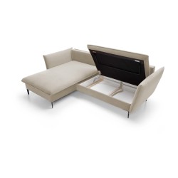 GLOSS Left-Handed Corner Sofa with Sleep Function, Free-Standing Set with Pillows in RIVIERA 38 Green Fabric GLOSS Left-Handed Corner Sofa with Sleep Function, Free-Standing Set with Pillows in RIVIERA 38 Green Fabric