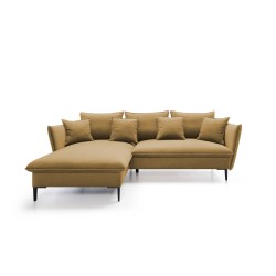 "GLOSS Left-Handed Corner Sofa Bed with Free-Standing Cushion Set in RIVIERA 61 Burgundy Fabric"