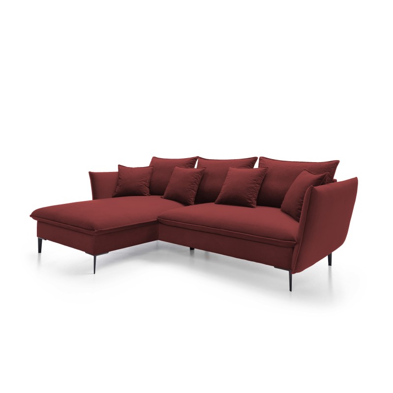 GLOSS Left-Handed Corner Sofa Bed, Free-Standing Set with Pillows in RIVIERA 69 Purple Fabric GLOSS Left-Handed Corner Sofa Bed, Free-Standing Set with Pillows in RIVIERA 69 Purple Fabric