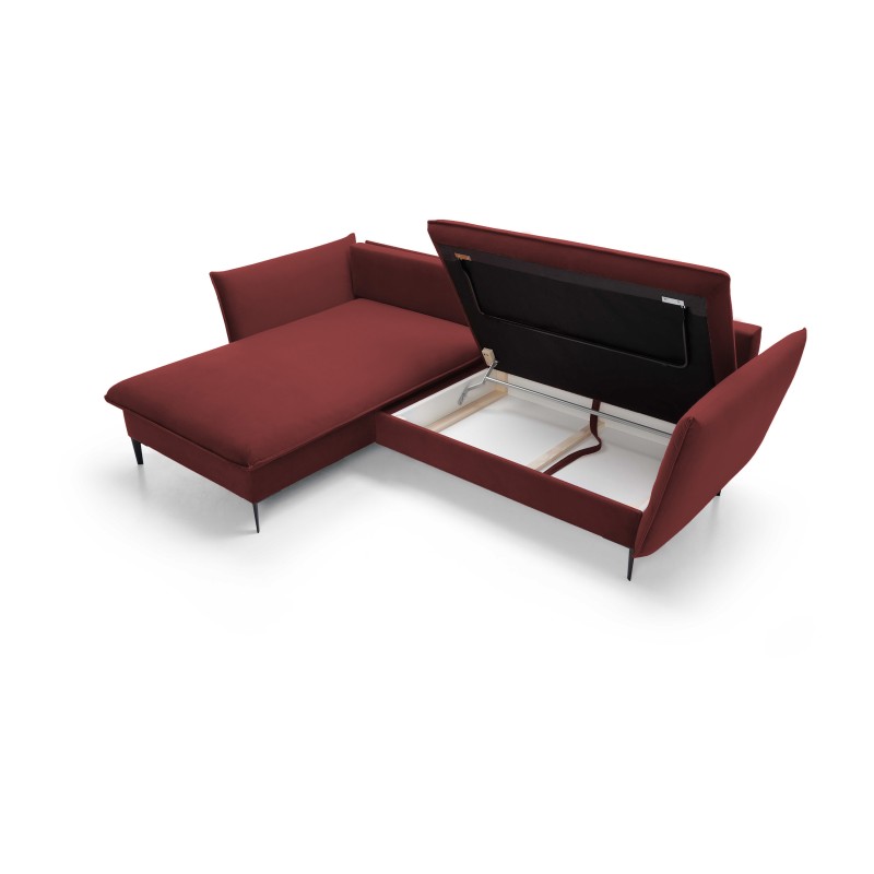 GLOSS Left-Handed Corner Sofa Bed, Free-Standing Set with Pillows in RIVIERA 69 Purple Fabric GLOSS Left-Handed Corner Sofa Bed, Free-Standing Set with Pillows in RIVIERA 69 Purple Fabric