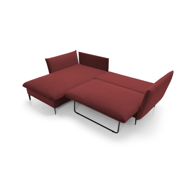 GLOSS Left-Handed Corner Sofa Bed, Free-Standing Set with Pillows in RIVIERA 69 Purple Fabric GLOSS Left-Handed Corner Sofa Bed, Free-Standing Set with Pillows in RIVIERA 69 Purple Fabric