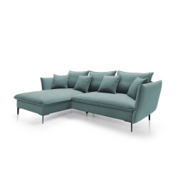 "GLOSS Left-Handed Corner Sofa with Sleeping Function, Free-Standing Set with Pillows in RIVIERA 80 Light Grey Fabric" "GLOSS Left-Handed Corner Sofa with Sleeping Function, Free-Standing Set with Pillows in RIVIERA 80 Light Grey Fabric"
