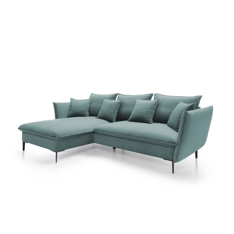 "GLOSS Left-Handed Corner Sofa with Sleeping Function, Free-Standing Set with Pillows in RIVIERA 80 Light Grey Fabric" "GLOSS Left-Handed Corner Sofa with Sleeping Function, Free-Standing Set with Pillows in RIVIERA 80 Light Grey Fabric"