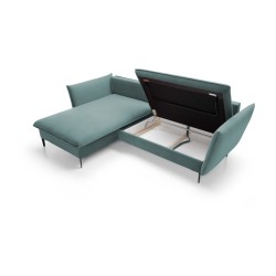 "GLOSS Left-Handed Corner Sofa with Sleeping Function, Free-Standing Set with Pillows in RIVIERA 80 Light Grey Fabric" "GLOSS Left-Handed Corner Sofa with Sleeping Function, Free-Standing Set with Pillows in RIVIERA 80 Light Grey Fabric"