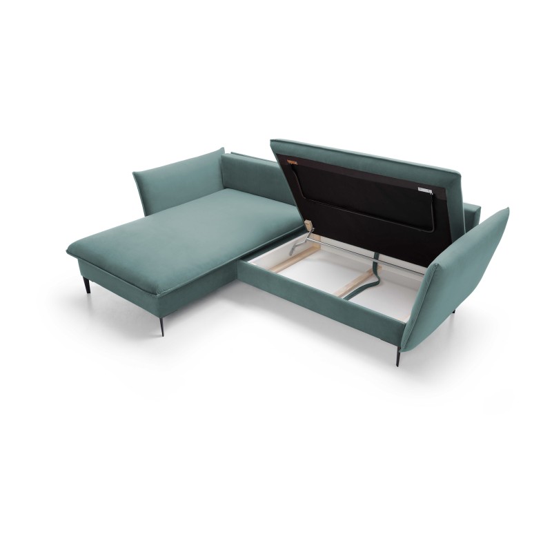 "GLOSS Left-Handed Corner Sofa with Sleeping Function, Free-Standing Set with Pillows in RIVIERA 80 Light Grey Fabric" "GLOSS Left-Handed Corner Sofa with Sleeping Function, Free-Standing Set with Pillows in RIVIERA 80 Light Grey Fabric"
