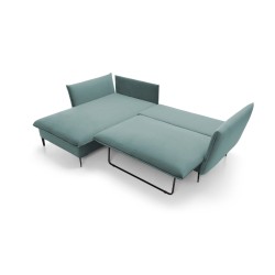 "GLOSS Left-Handed Corner Sofa with Sleeping Function, Free-Standing Set with Pillows in RIVIERA 80 Light Grey Fabric" "GLOSS Left-Handed Corner Sofa with Sleeping Function, Free-Standing Set with Pillows in RIVIERA 80 Light Grey Fabric"