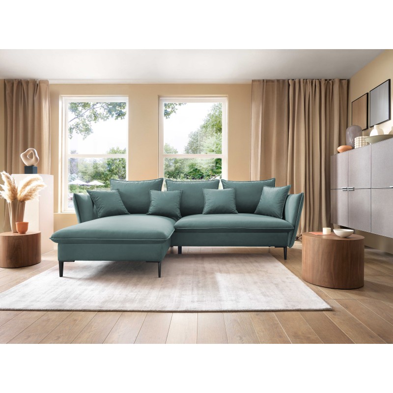 "GLOSS Left-Handed Corner Sofa with Sleeping Function, Free-Standing Set with Pillows in RIVIERA 80 Light Grey Fabric" "GLOSS Left-Handed Corner Sofa with Sleeping Function, Free-Standing Set with Pillows in RIVIERA 80 Light Grey Fabric"