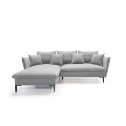 GLOSS Left-hand Corner Sofa with Sleep Function, Free-standing Set with Cushions in RIVIERA 81 Blue Fabric