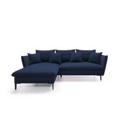 GLOSS Left-Handed Corner Sofa with Sleeping Function, Freestanding Set with Pillows in RIVIERA 96 Dark Grey Fabric